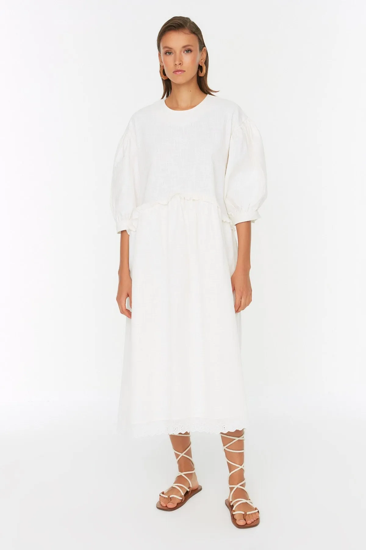MAXI SHIFT ECRU DRESS
