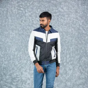 Mens Bomber Jacket- Navy/White/Black