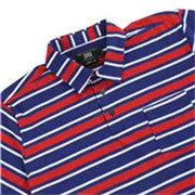 Men's Casual Striped Button Up Short Sleeve Sports Pocket T shirt    Blue and Red Striped