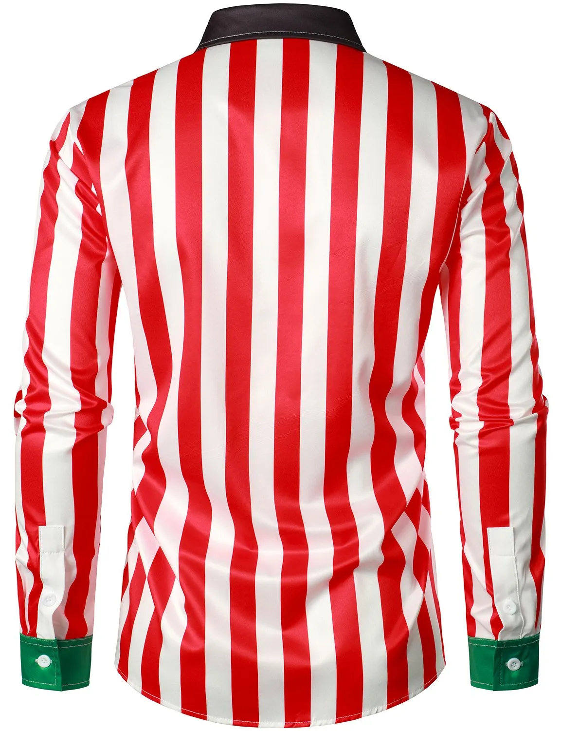Men's Christmas Regular Fit Red and White Striped Funny Shirt