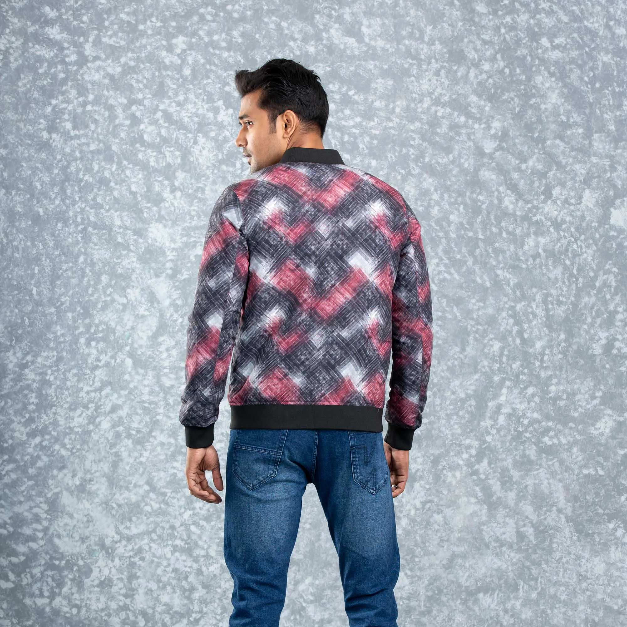 Mens Reversible Bomber- Maroon/Aop
