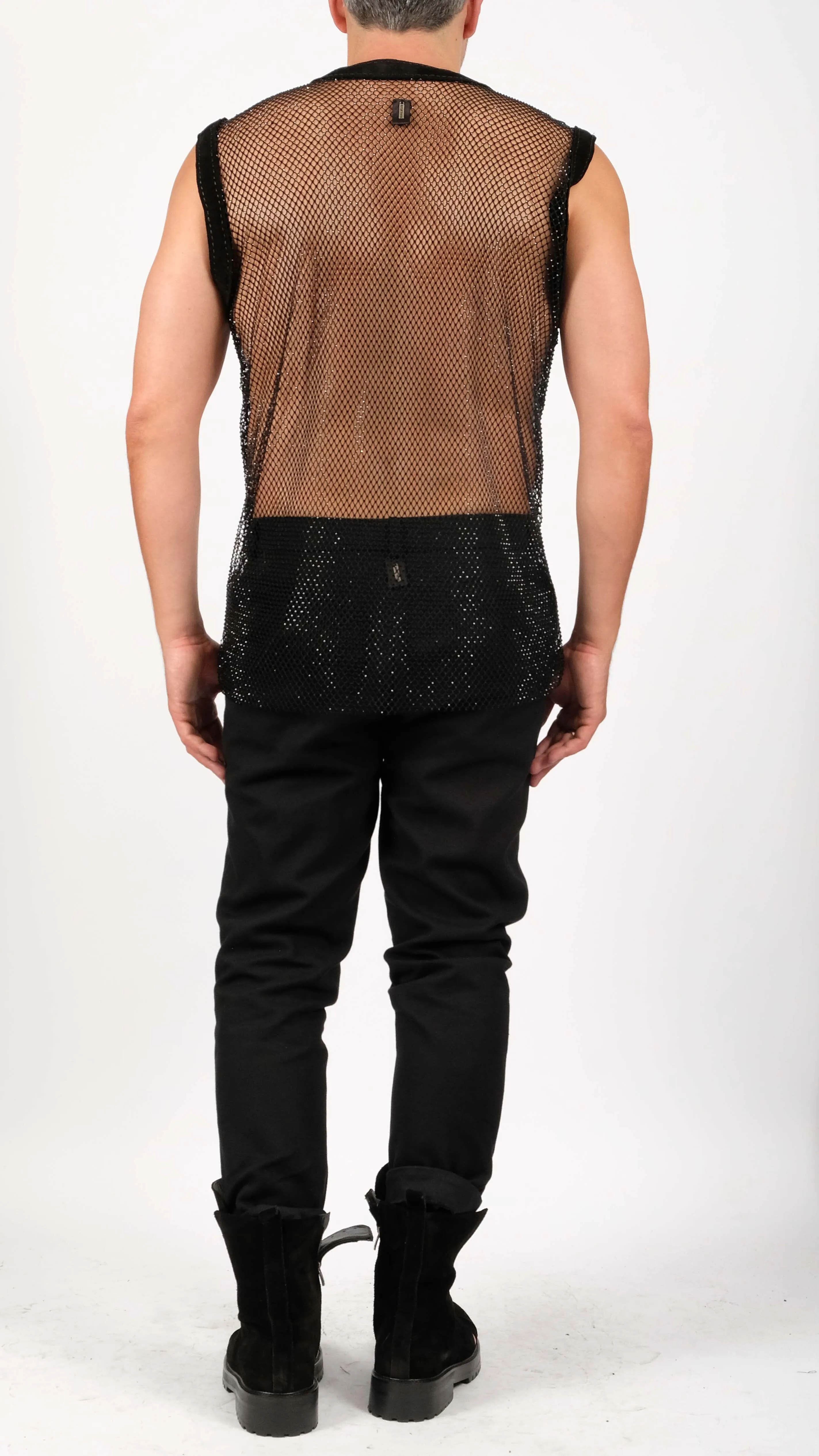 Mesh Sleeveless V-Neck Top