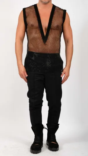Mesh Sleeveless V-Neck Top