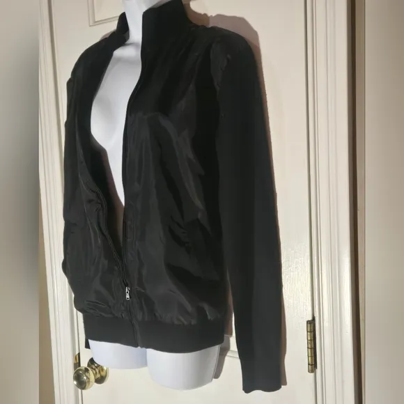 Michael Kors Black Bomber Jacket Varsity Coat Small Lightweight Winter Fall