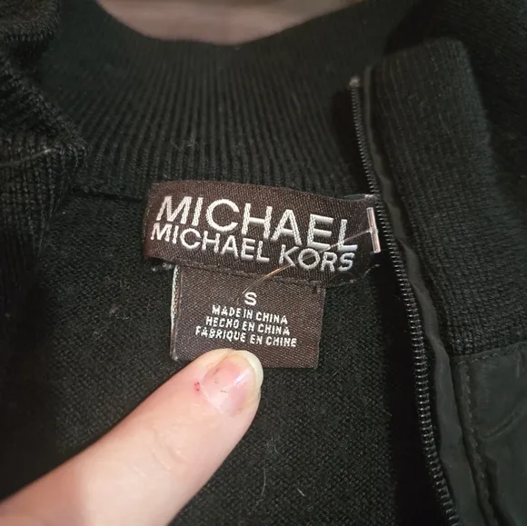 Michael Kors Black Bomber Jacket Varsity Coat Small Lightweight Winter Fall