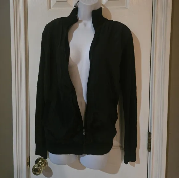 Michael Kors Black Bomber Jacket Varsity Coat Small Lightweight Winter Fall