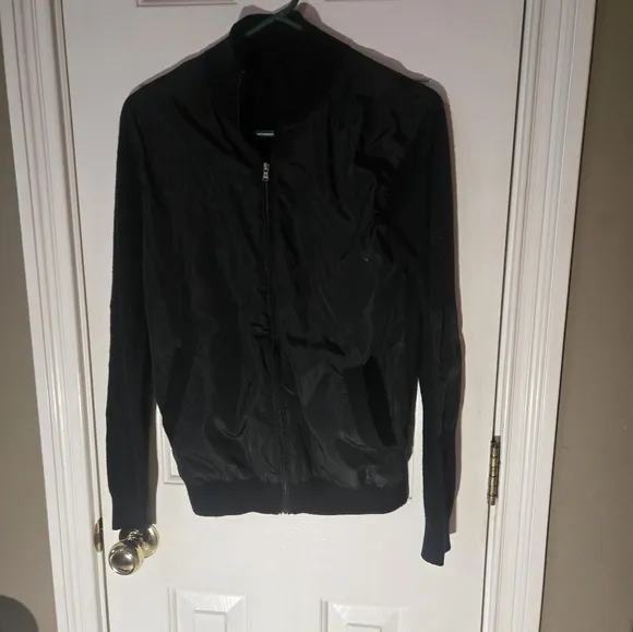 Michael Kors Black Bomber Jacket Varsity Coat Small Lightweight Winter Fall