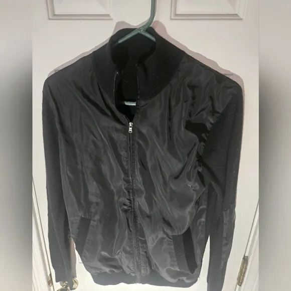 Michael Kors Black Bomber Jacket Varsity Coat Small Lightweight Winter Fall