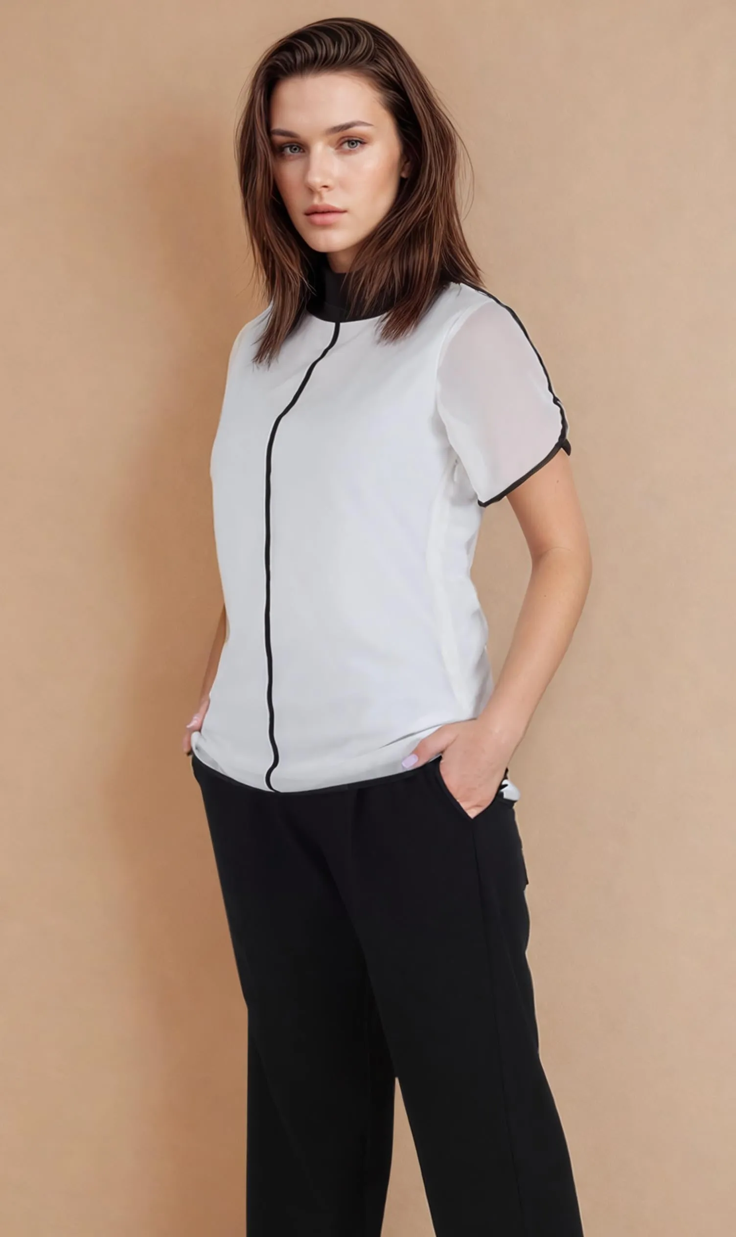 Michaela Piping Detail Top
