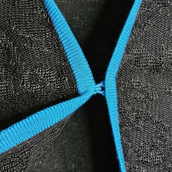 Ming Wang Lace Jacket‎ Womens Size PXL Lightweight Piping Black Blue