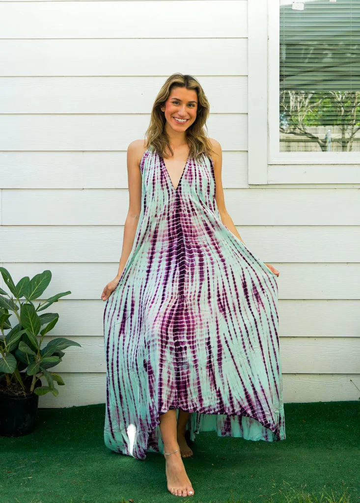 Mint Plum Breeze Tie Dye Maxi Dress