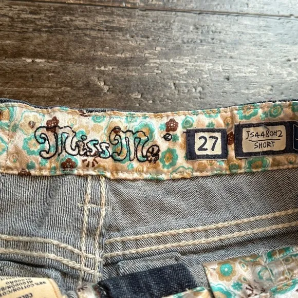 Miss Me Blue Jean Denim Distressed Shorts Womens Size 27