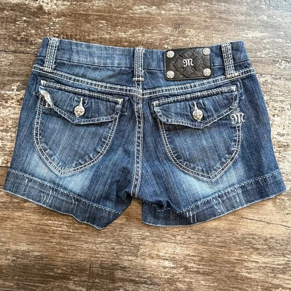 Miss Me Blue Jean Denim Distressed Shorts Womens Size 27