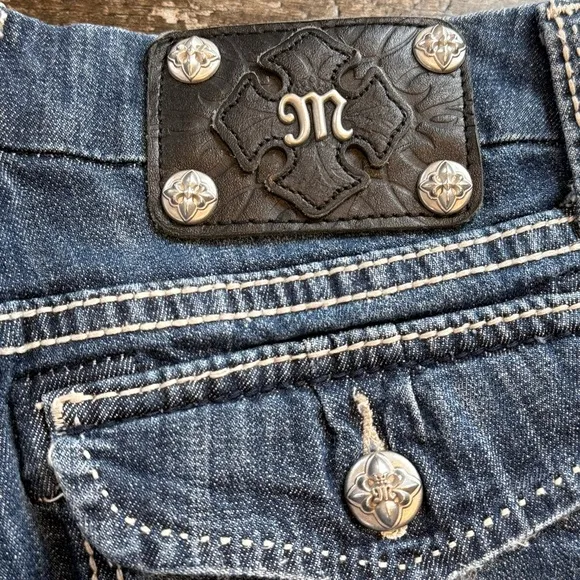 Miss Me Blue Jean Denim Distressed Shorts Womens Size 27