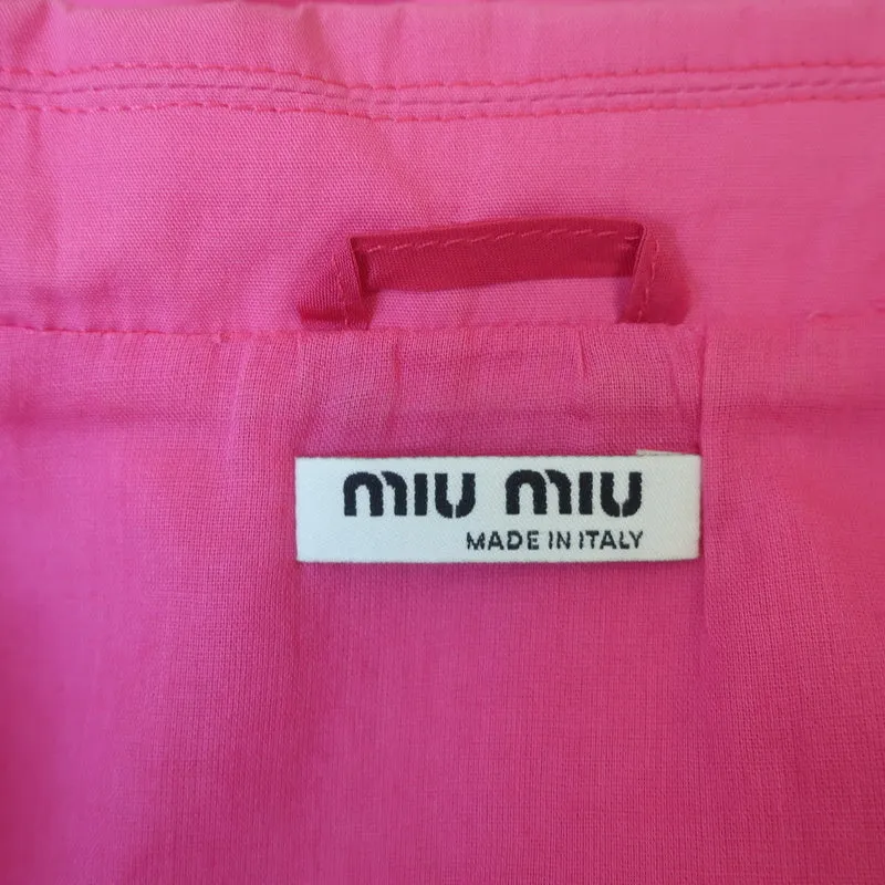 Miu Miu Coat Pink Pleated Cotton Size 42 Lightweight Jacket