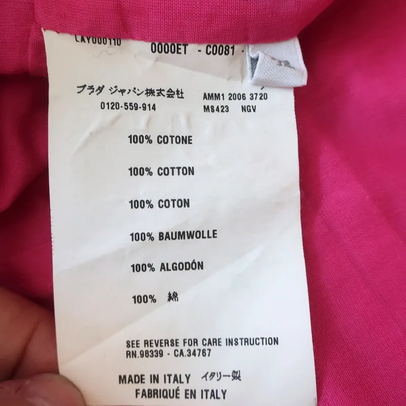 Miu Miu Coat Pink Pleated Cotton Size 42 Lightweight Jacket