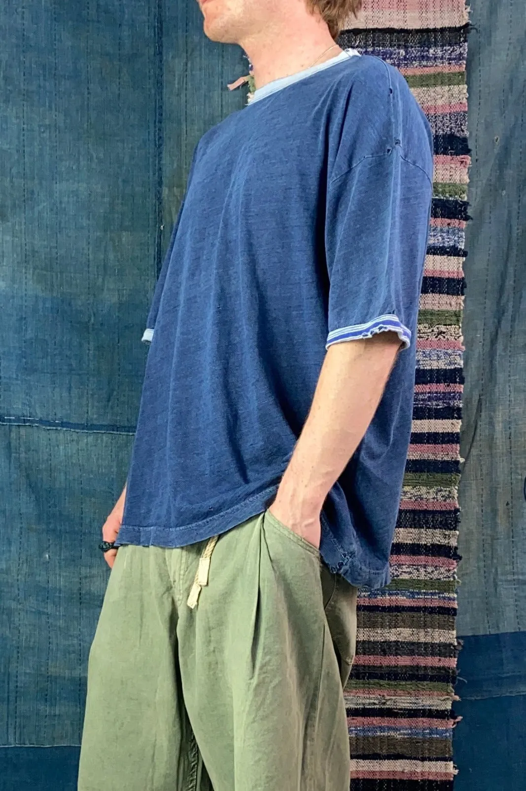 Model T. Indigo Cotton Stone Washed & Destroyed Dark