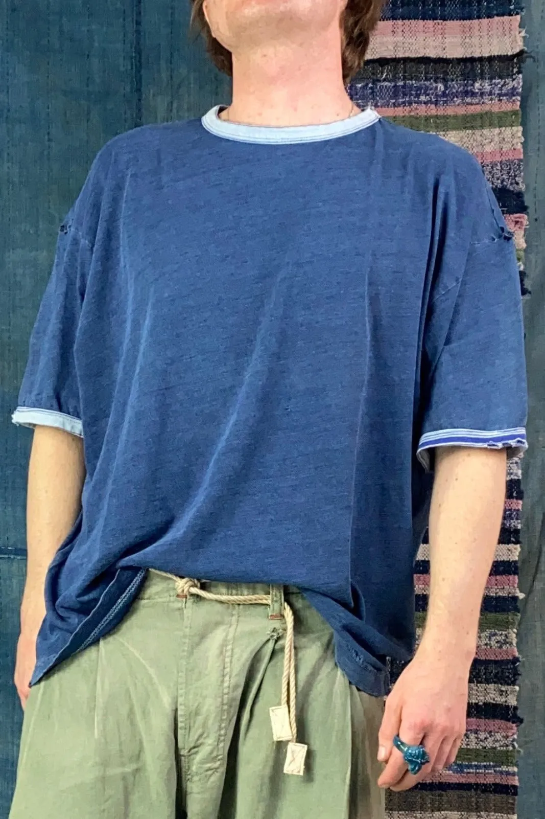 Model T. Indigo Cotton Stone Washed & Destroyed Dark