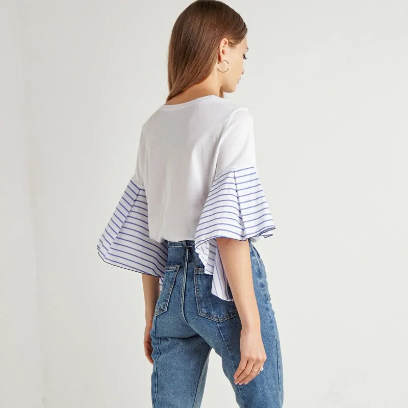 Nada White Stripe Sleeve Shirt