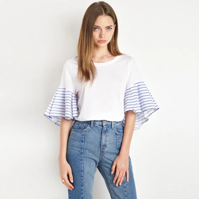 Nada White Stripe Sleeve Shirt