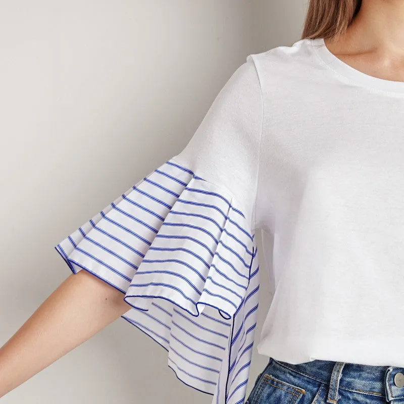 Nada White Stripe Sleeve Shirt