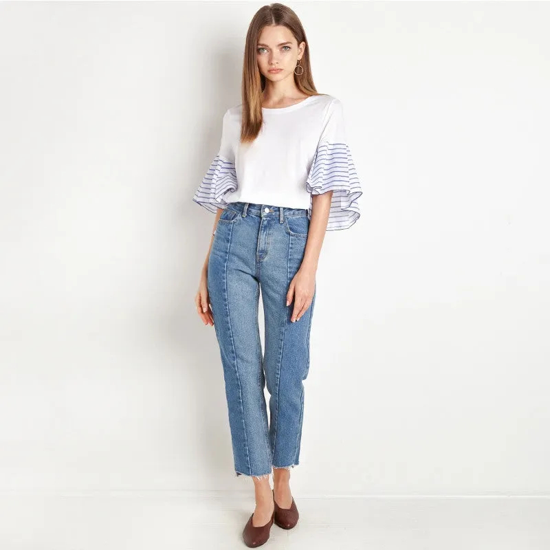 Nada White Stripe Sleeve Shirt