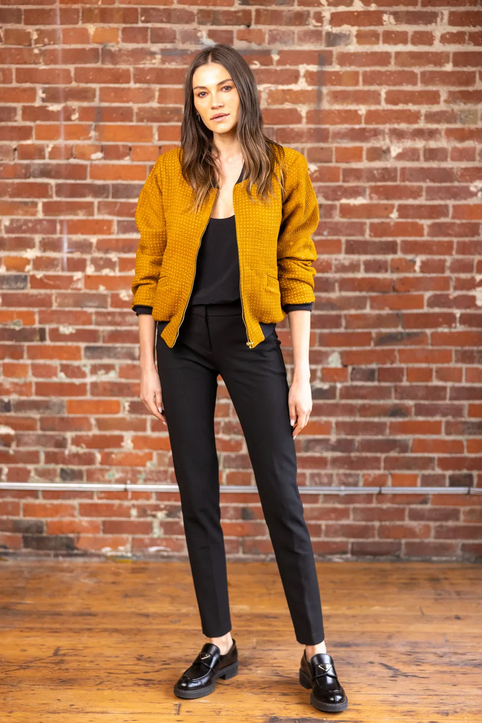 Nadia Bomber Jacket  | Vintage Kantha - Amber (S)