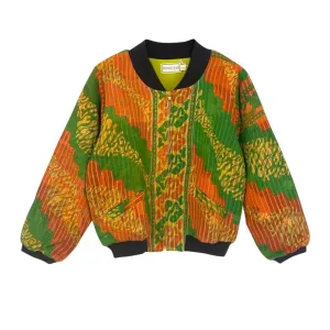 Nadia Bomber Jacket  | Vintage Kantha - Orange Green (L)