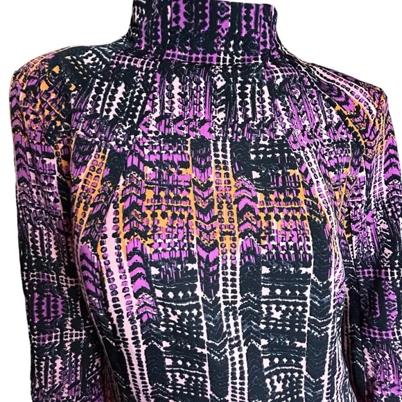 Nanette Lepore Black Purple Orange Shift Dress Size 12