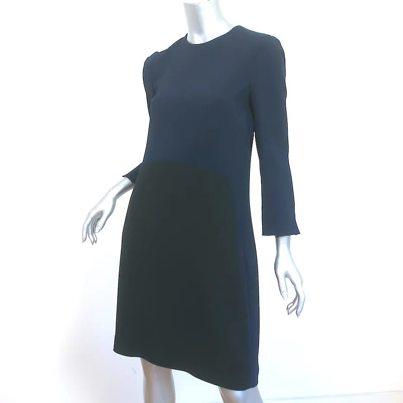 Narciso Rodriguez Colorblock Shift Dress Navy & Black Crepe Size 44