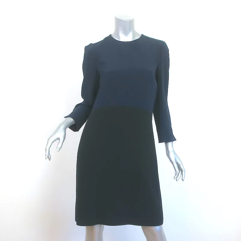 Narciso Rodriguez Colorblock Shift Dress Navy & Black Crepe Size 44