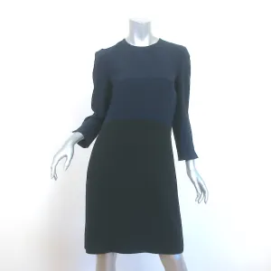 Narciso Rodriguez Colorblock Shift Dress Navy & Black Crepe Size 44