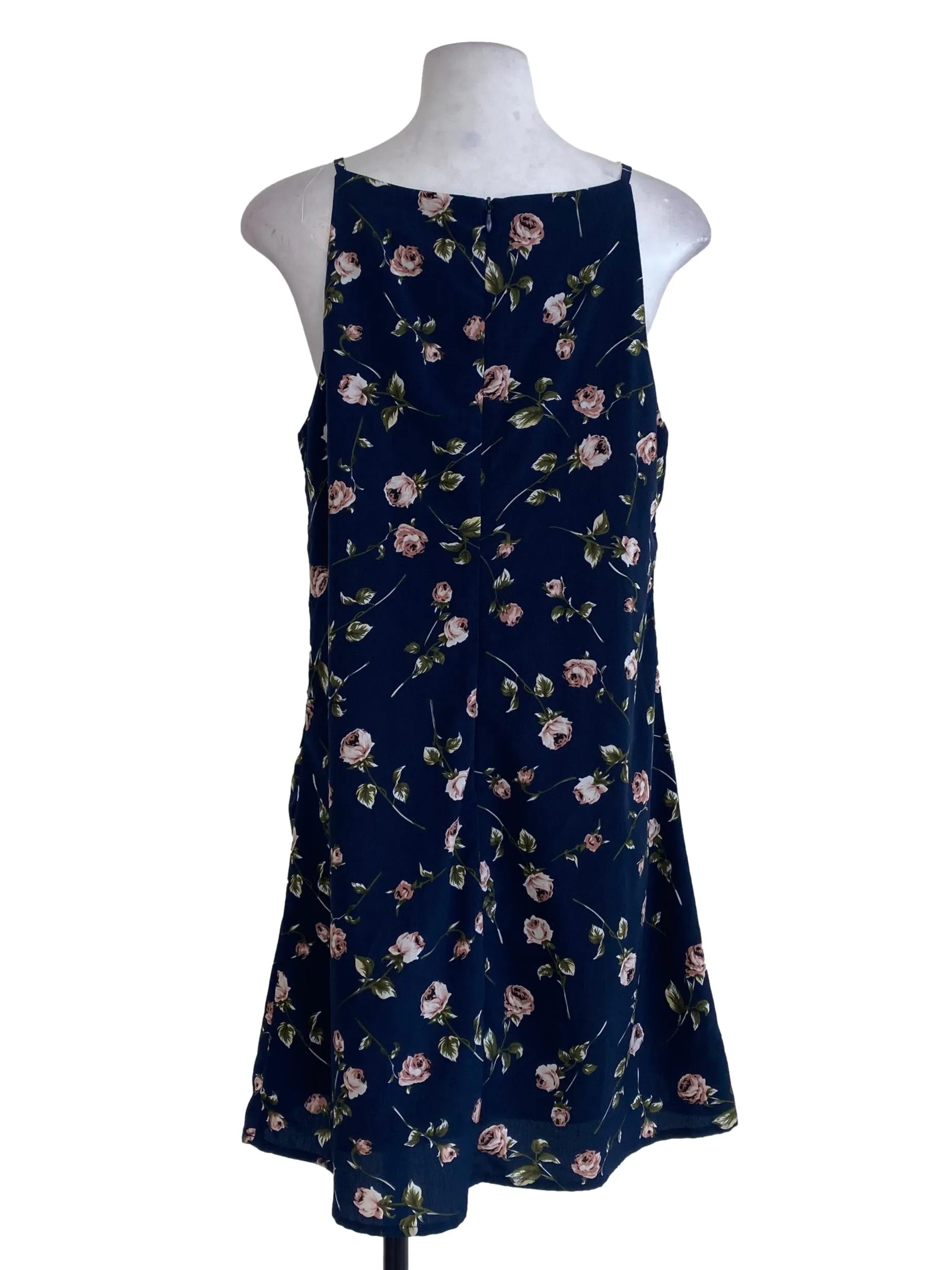 Navy Blue Floral Shift Dress
