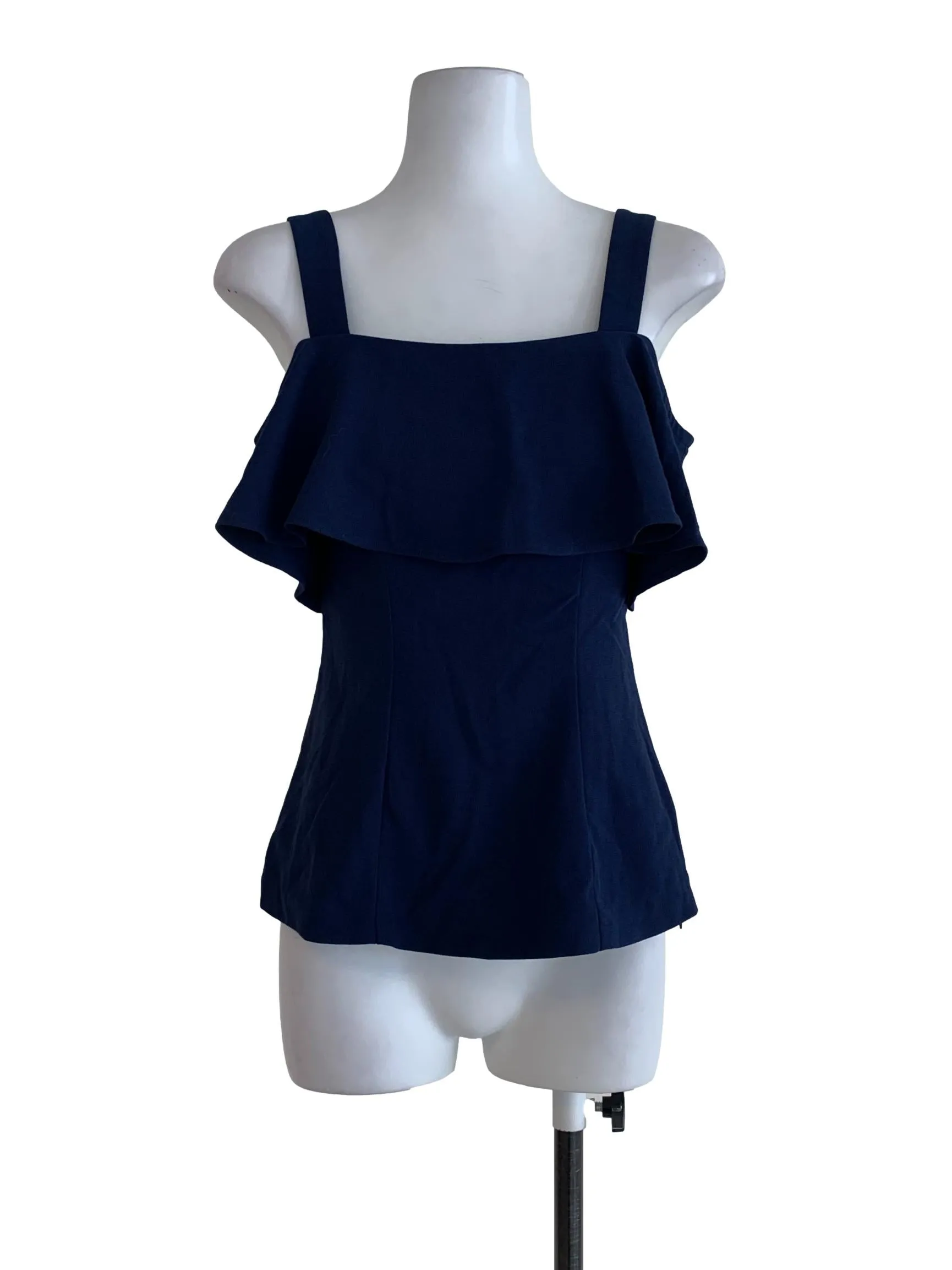 Navy Blue Plain Sleeveless Top