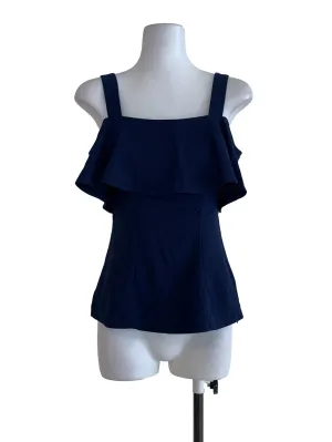 Navy Blue Plain Sleeveless Top