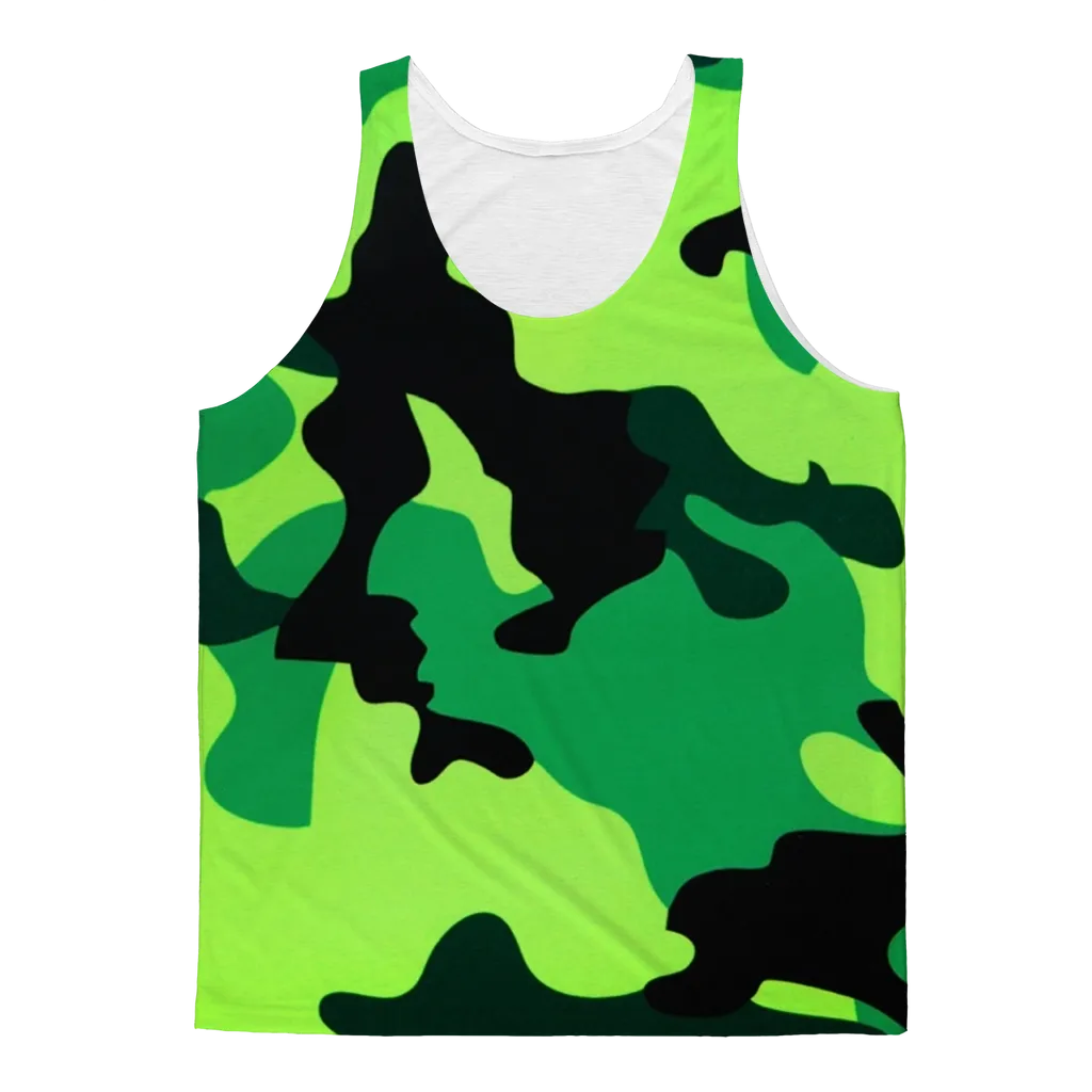 Neon Green Camo Adult Tank Top
