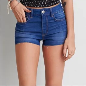 New American Eagle Women’s Denim Hi Rise Shorts  - 4