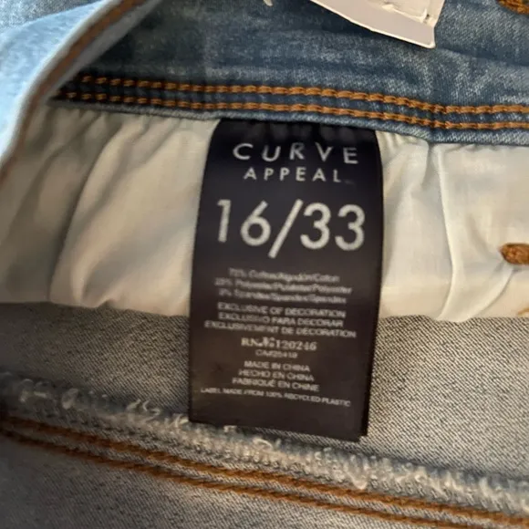 New Curve Appeal Denim Capri Shorts Women’s Size 16/33
