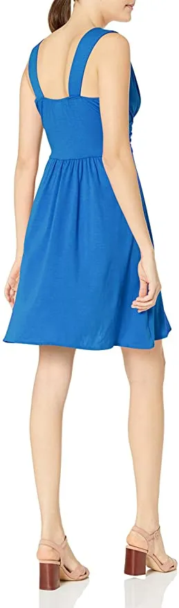 New Star Vixen Women's Sleeveless Empire Waist Summer Sun Dress, pair it with a cardigan or jean jacket for fall! Royal Blue, Sz L!