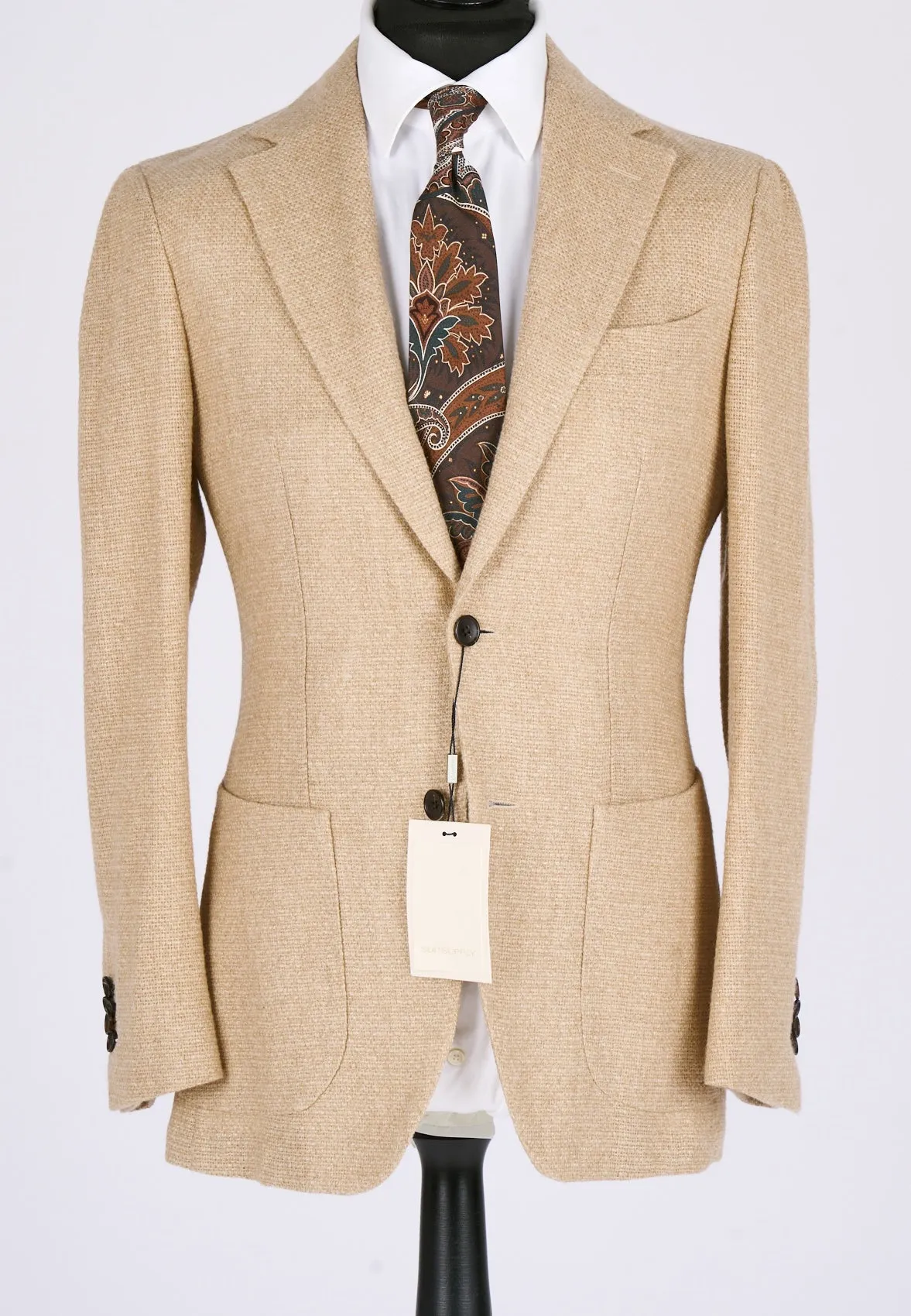 New Suitsupply Lazio Light Brown Alpaca and Wool Unconstructed Lightweight Blazer - Size 38R