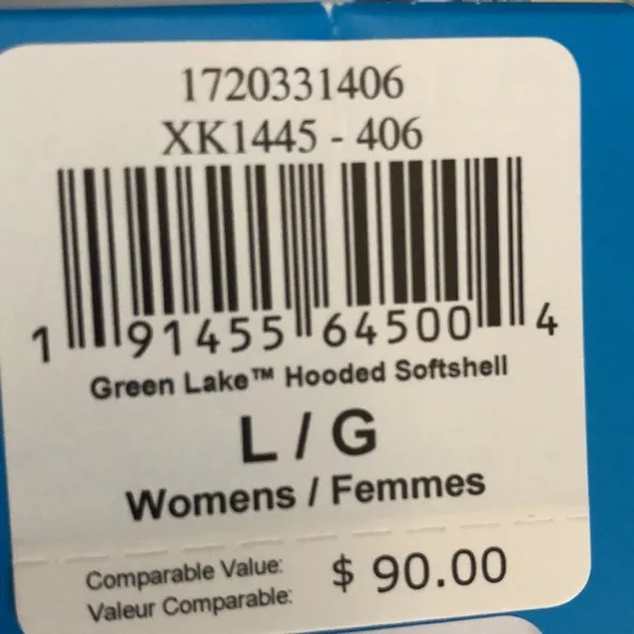 New Women’s Columbia water resistant hooded lightweight jacket.  Size L.