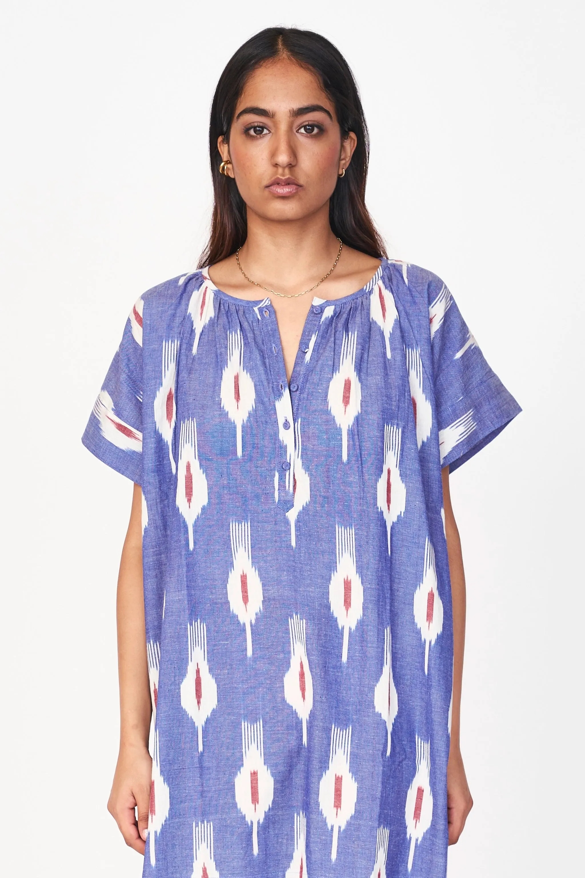 Night Dress in Nautical Ikat