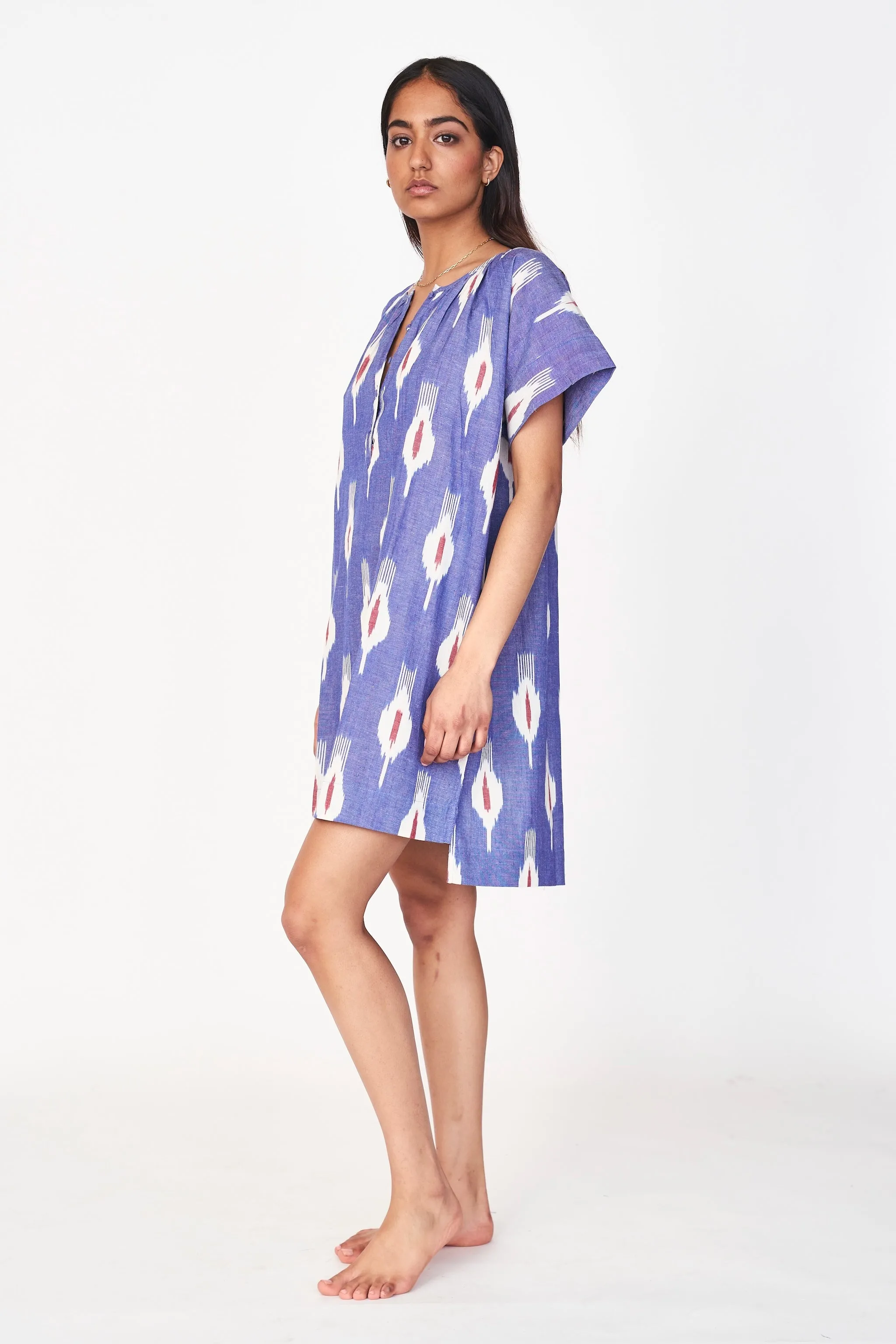 Night Dress in Nautical Ikat