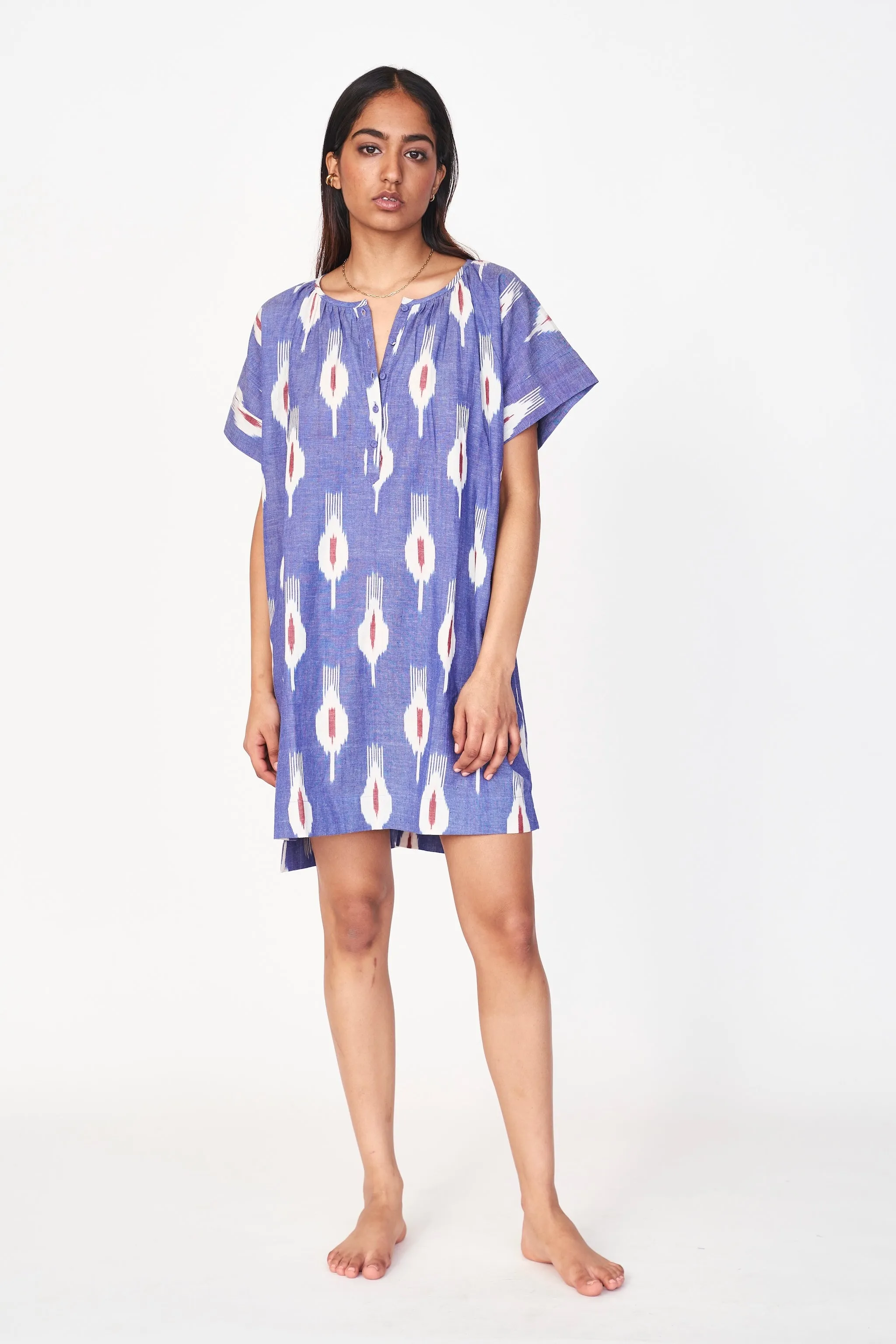 Night Dress in Nautical Ikat