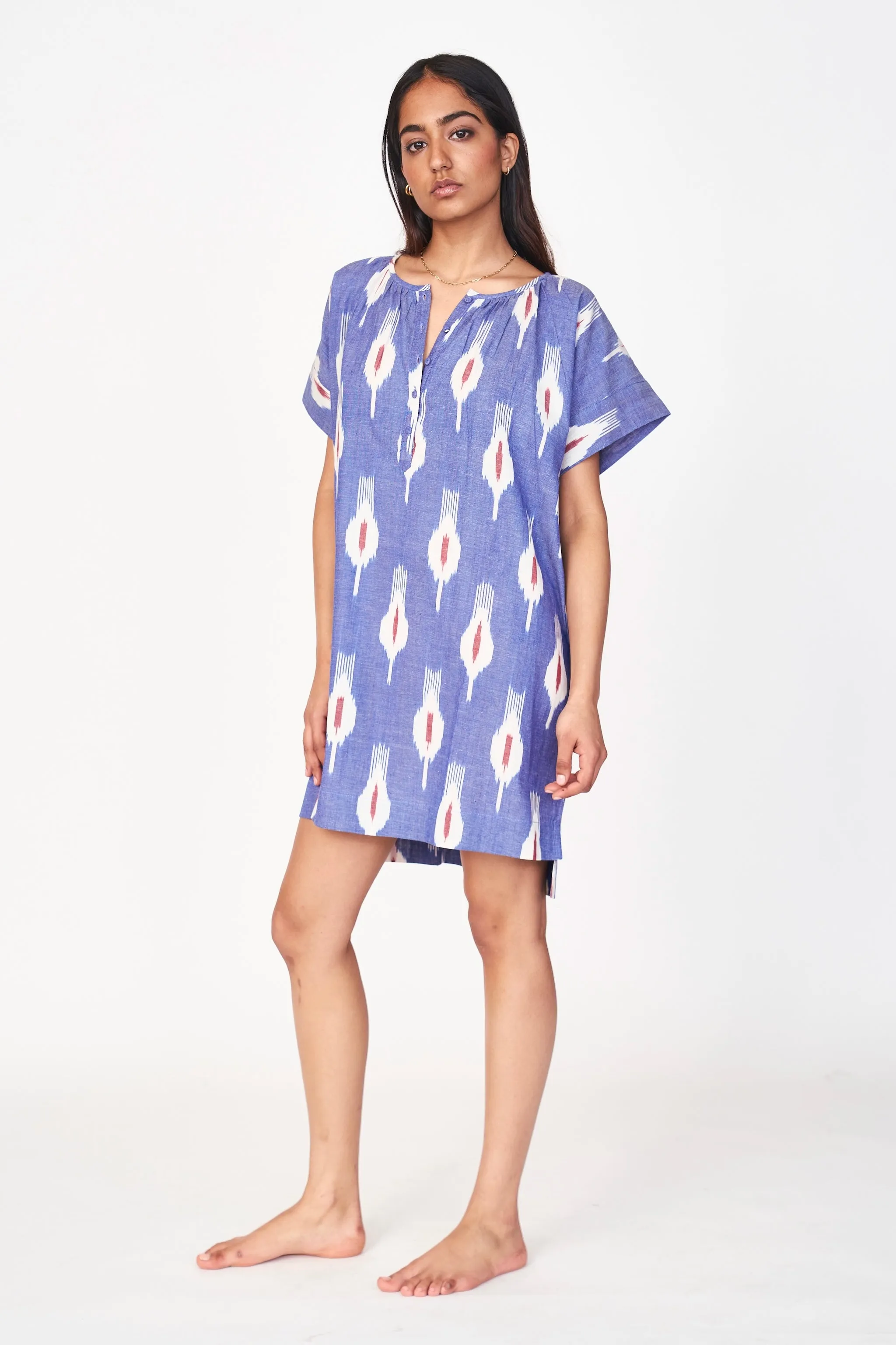 Night Dress in Nautical Ikat