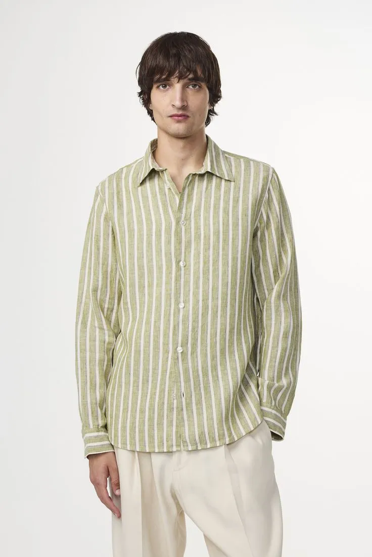 NN07 Enzo Shirt- Green Stripe