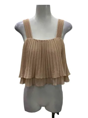 Nude Pleated Sleeveless Top