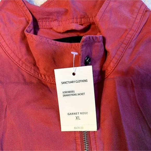 NWT Anthropologie Sanctuary Garnet Rose Drawstring Jacket