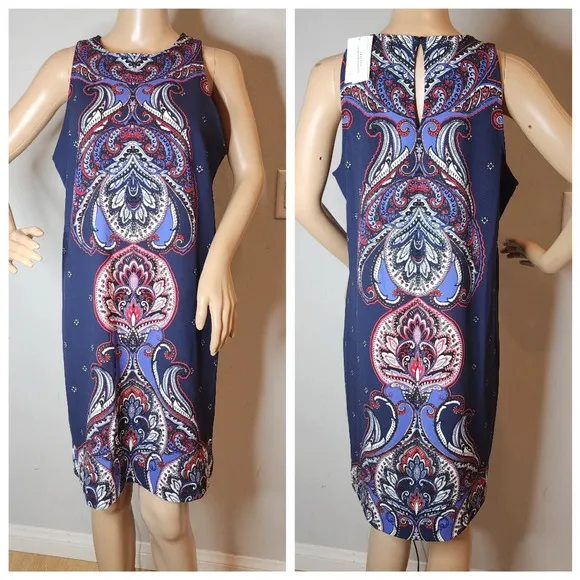 NWT Banana Republic Paisley Sleeveless shift dress. Women's size 12.