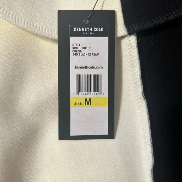 NWT Kenneth Cole Women's White Long Sleeve Colorblock Shift Dress Size Medium